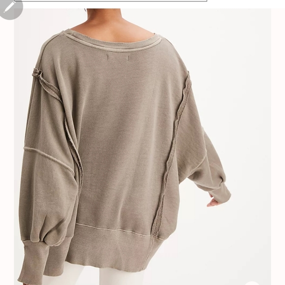 NWOT FREE PEOPLE CAMDEN Dolphin Gray OVERSIZED PULLOVER Sweatshirt - Picture 3 of 9